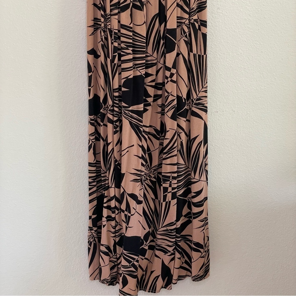 Wild Fable Smocked Midi Beach Dress Tropical Palm Print Clay Black XS - Picture 6 of 12